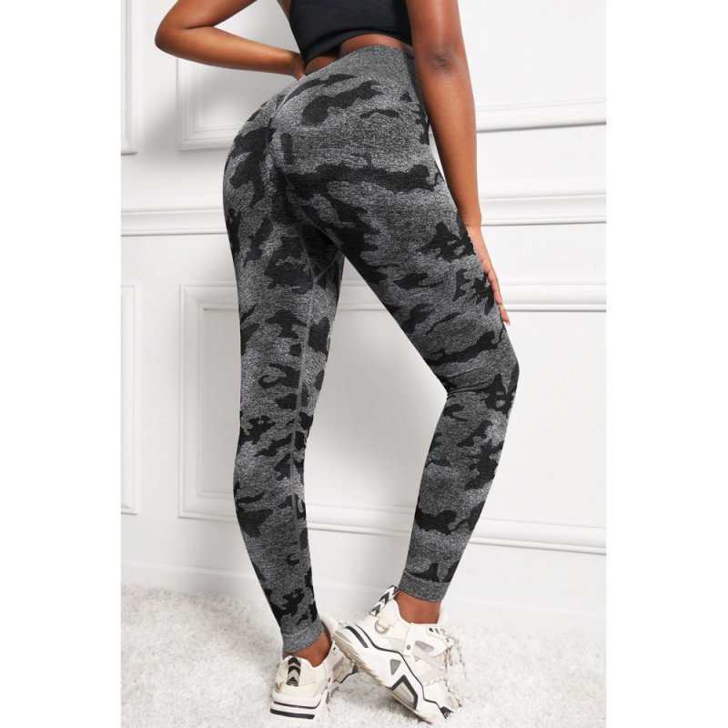 Black Seamless Camo Print Butt Lift High Waist Yoga Pants