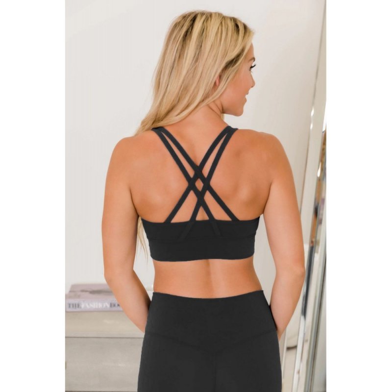 Black Crisscross Back Sports Bra Leggings Set