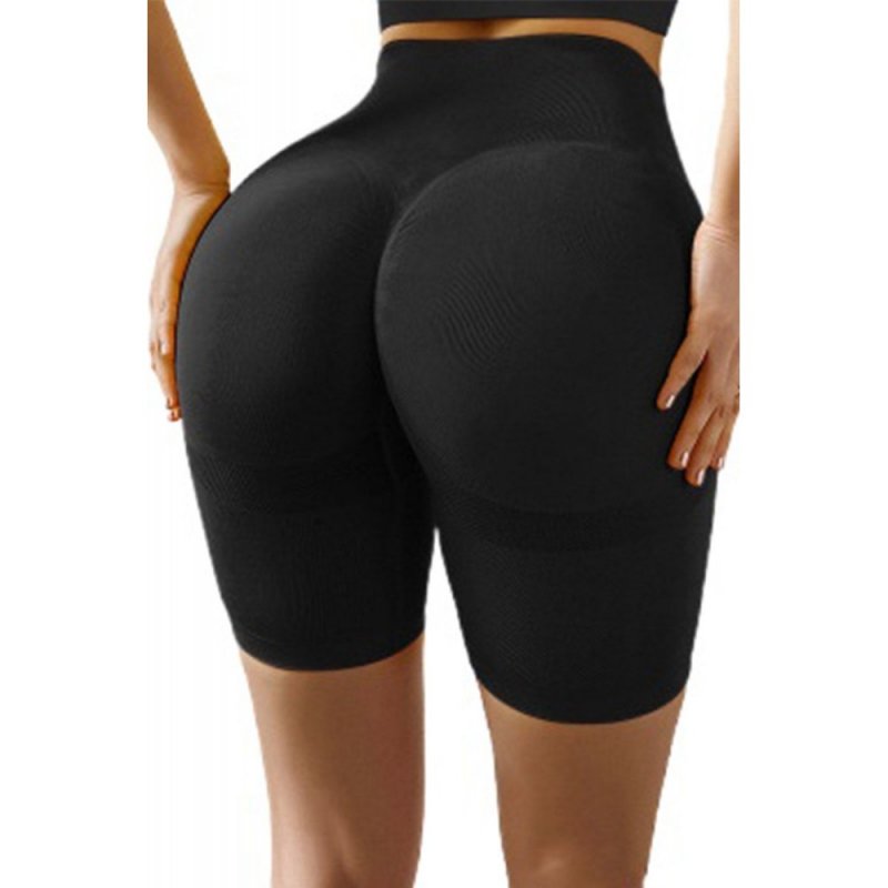 Black Slim Fit Hip Push Up High Waist Yoga Sport Shorts